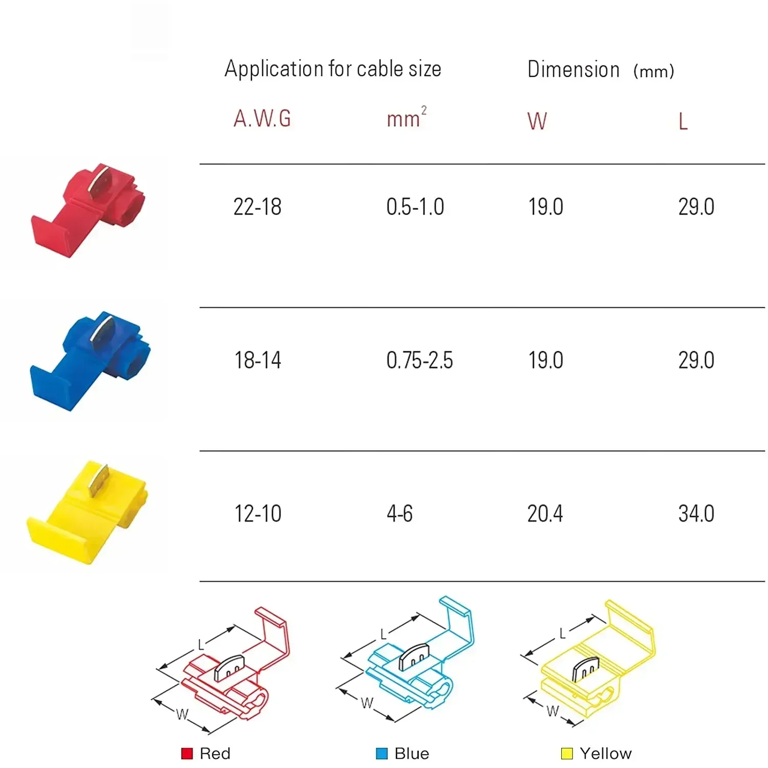 20-50pcs Wire and Cable Connectors Scotch Lock Quick Splice Snap Wire Connectors Crimp Non-destructive No Broken Wire AWG22-18