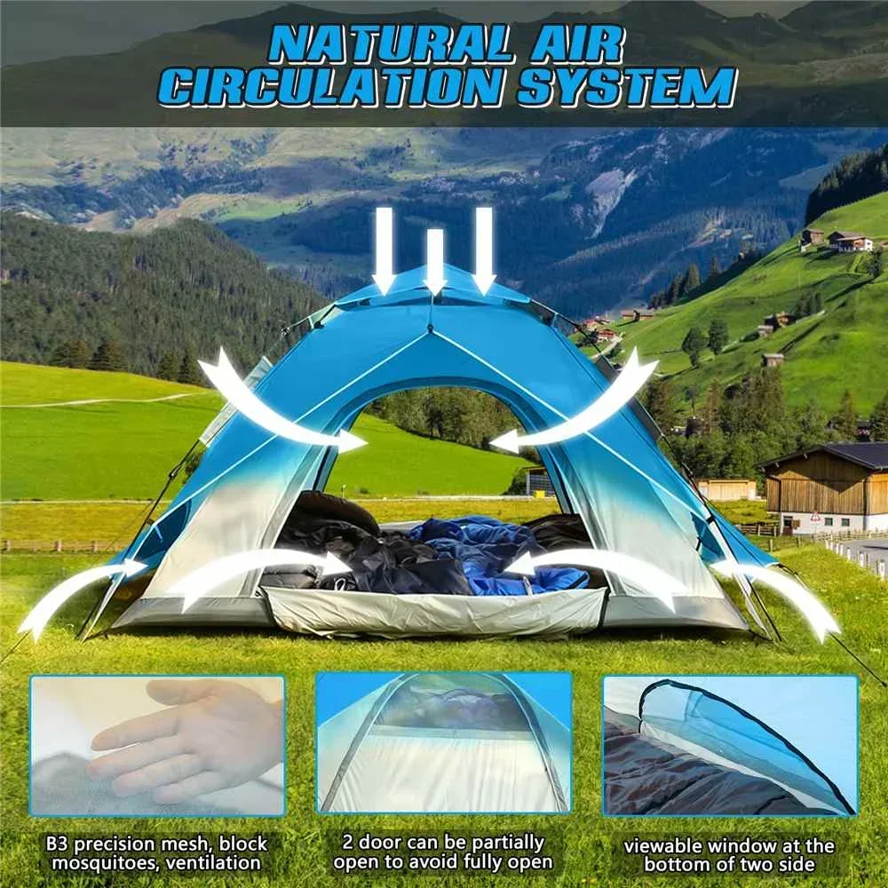 5-6 Person Tents Outdoor Camping Instant Set Up Camping Equipment Automatic Dome Camping Tent Waterproof Sun Protection Shelters