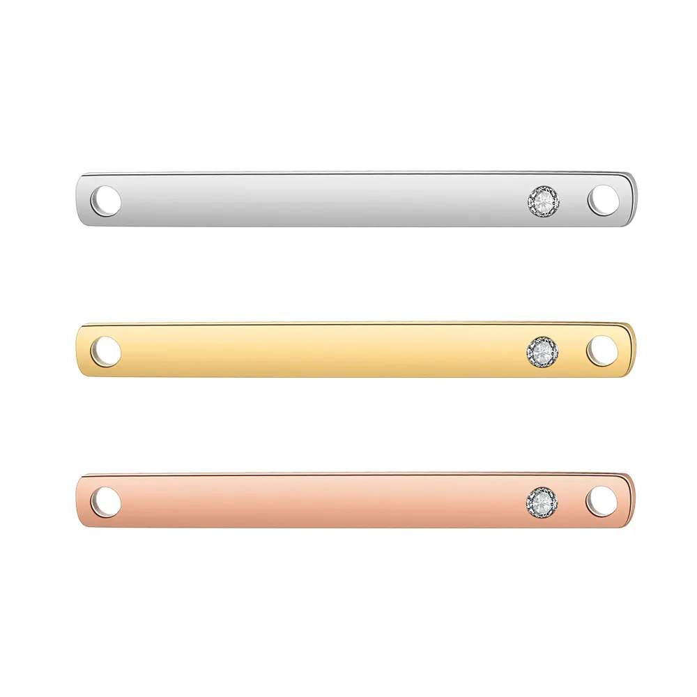 6 pièces/lot en acier inoxydable miroir polonais 3*32mm barre rectangulaire breloques vierges bande pendentifs bricolage fabrication collier bijoux accessoires