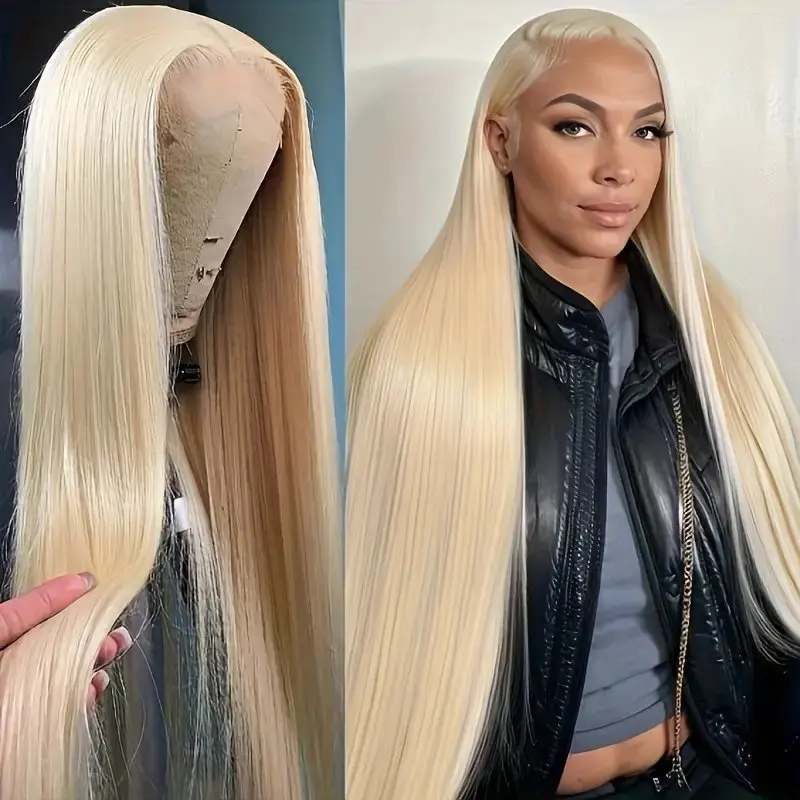 613 Blonde 13x4 HD Lace Frontal Wig 36 Inches 13x6 Lace Wig 150 Density Straight  Bleached Brazilian Human Hair Wig