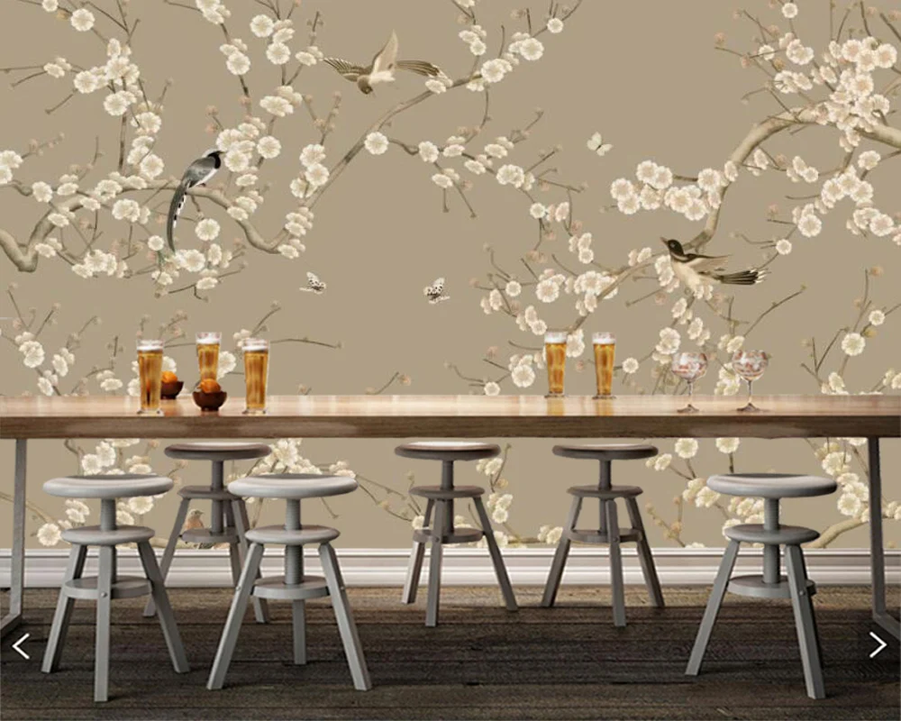 

Papel de parede custom 3d flowers and birds landscape art wallpaper living room tv bedroom home decor