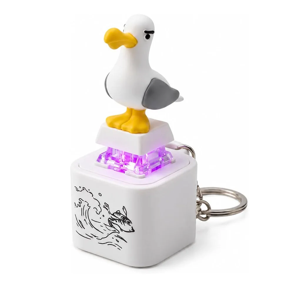 Seagull Mine Sound Button Keychain, Rechargeable Fidget Clicker with Real Sound & LED Light for Adults