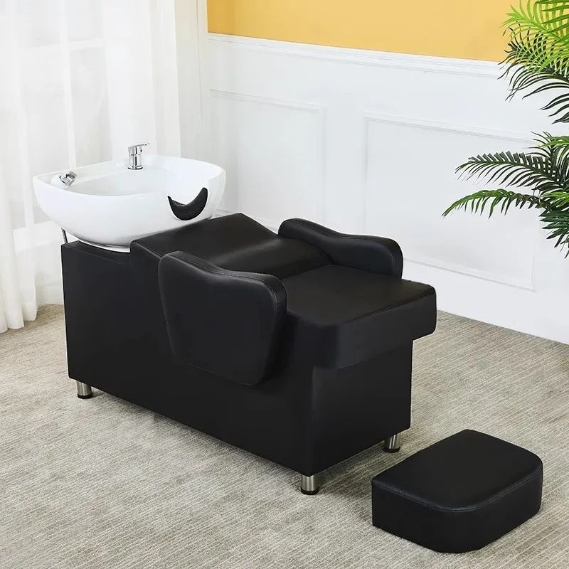 Internet-famous semi-reclining hair salon fashionable shampoo bed, simple high-end hair salon  salon ceramic flush bed