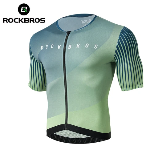 Imagen 1 del producto ROCKBROS-Camiseta de ciclismo para hombre, ropa de verano de alta calidad con cremallera YKK, ropa deportiva transpirable