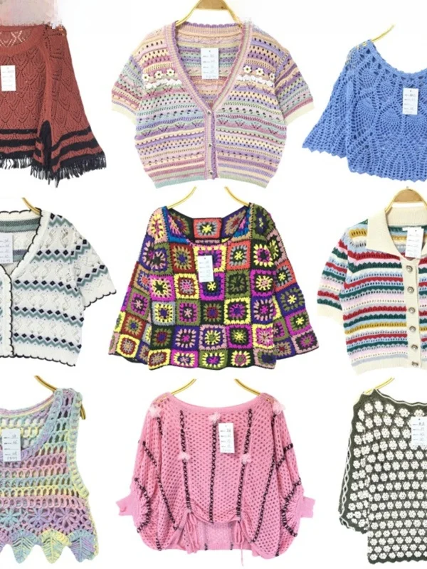 

Винтажный вязаный свитер ручной работы с двойным слоем, ажурный, однотонный, из смесового волокна, класса люкс, для повседневной носки, с круглым вырезом, длинными рукавами