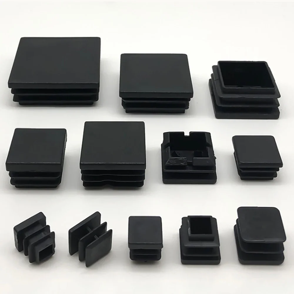 10*10-150*150mm PE Plastic Square Plug Tube Plug Stainless Steel Dustproof Sealing Cap Table Chair Shelf Plug Anti Slip Silent