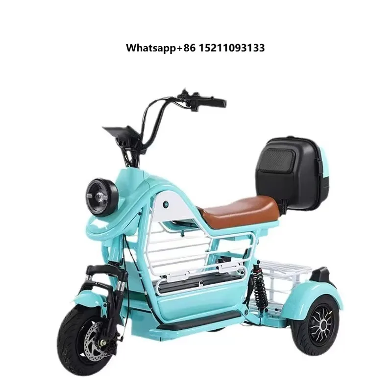 Electric Three-Wheeled Open Cargo Tricycle EEC Certified Steel Macaron Color Cart Stylish Convenient Shopping Baby Carrying