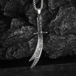 Islamic Imam Ali Zulfikar Sword Pendant Necklace Quran Necklace Shia Islamic Religious Jewelry for Men