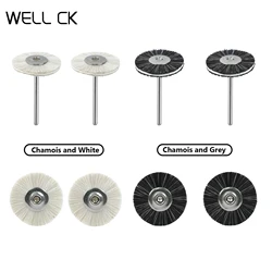 10Pcs Well CK Dental Tools Lab Polishing Brush Chamois Grey White Soft Goat Hair Rotary Low Speed HP Shank 2.35mm Dentist