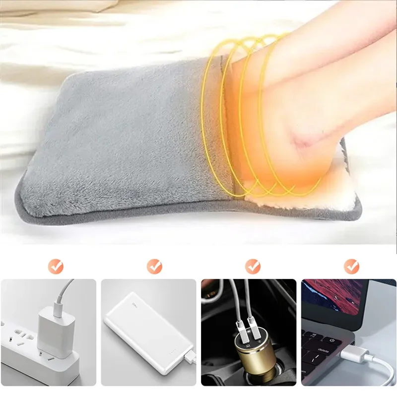 

Winter Electric Foot Heating Pad USB Charging Soft Plush Washable Foot Warmer Heater Improve Sleeping Household Foot Warming Mat