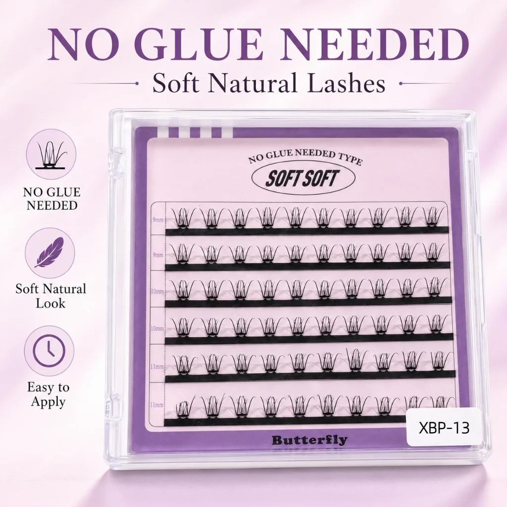 DIY False Eyelashes Noglu Eyelashes Eyelash No Glue Individual Lashes Fluffy Cluster Reusable Bottom Lash Extension Kit for Home
