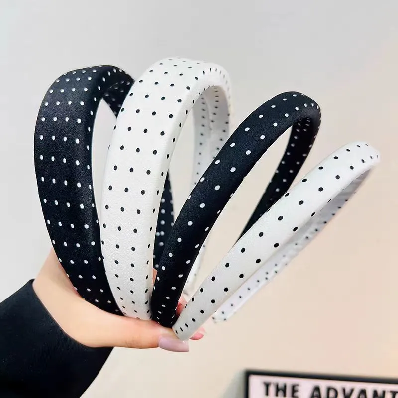 1/2/4 ピース/セットシンプルな黒と白のスポンジドットヘッドバンドレディースクラシックつば広ガールヘッドバンド