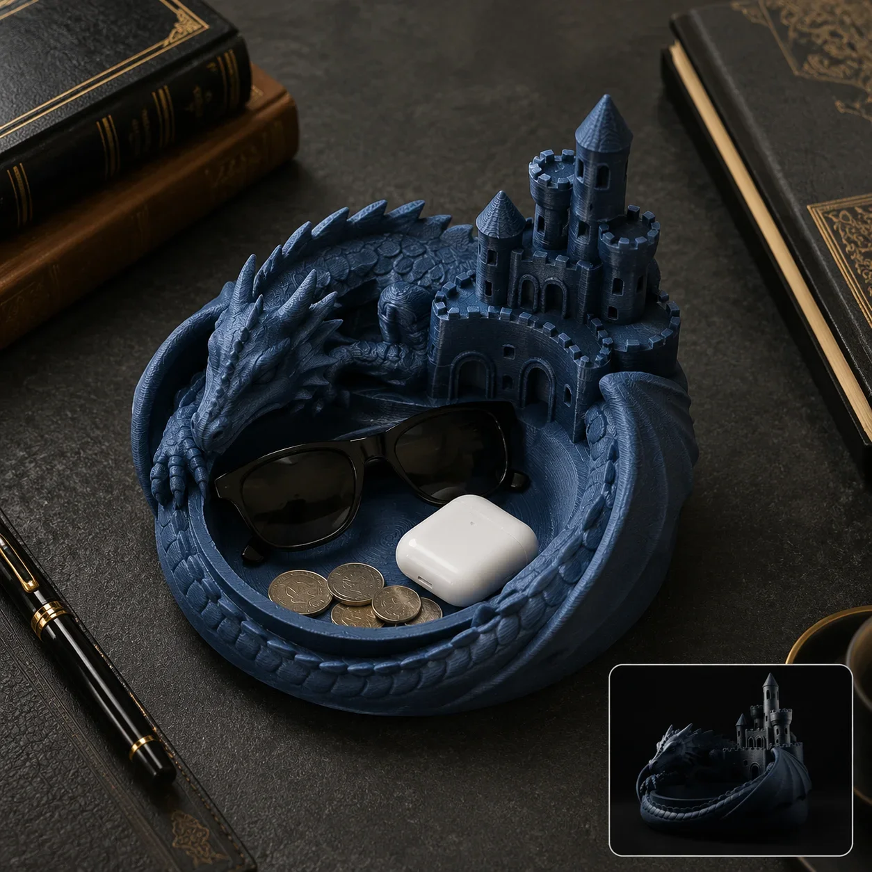 organizador-multifuncional-para-casa-bandeja-decorativa-de-joias-em-forma-de-castelo-dragao-impressa-em-3d