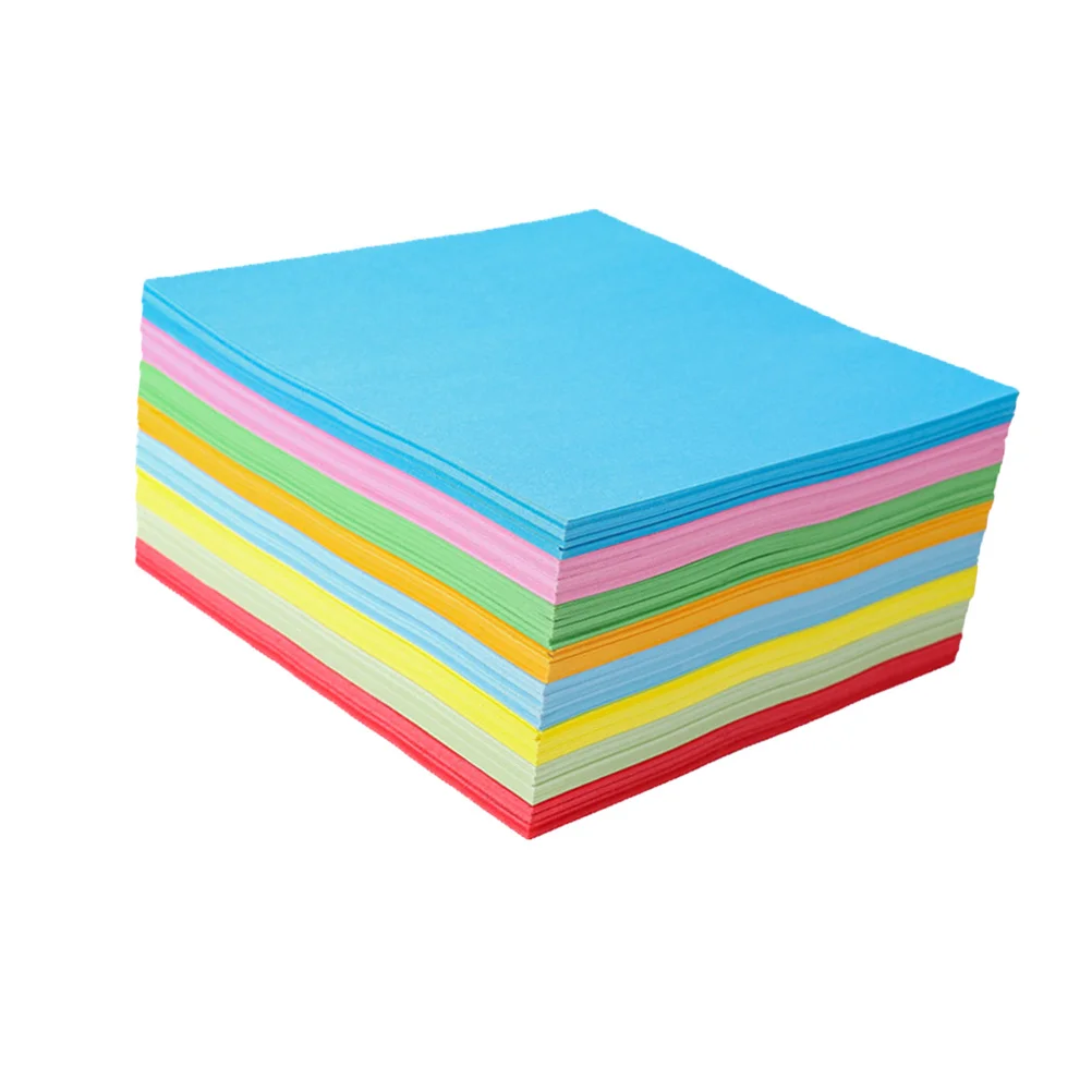 500Pcs Environmental Colored Paper DIY Folding Handcraft Material Ten Color Mix 14x14cm Safe for Kids Art and Crafts
