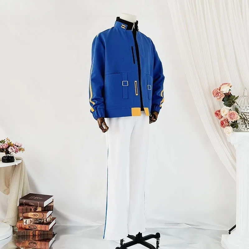 フェリックスコスチューム アニメ リンク クリック コスプレ ブルー ジャケット トップ ホワイト パンツ カジュアルウェア ロールプレイ衣装 メンズ ハロウィン カーニバル パーティー用