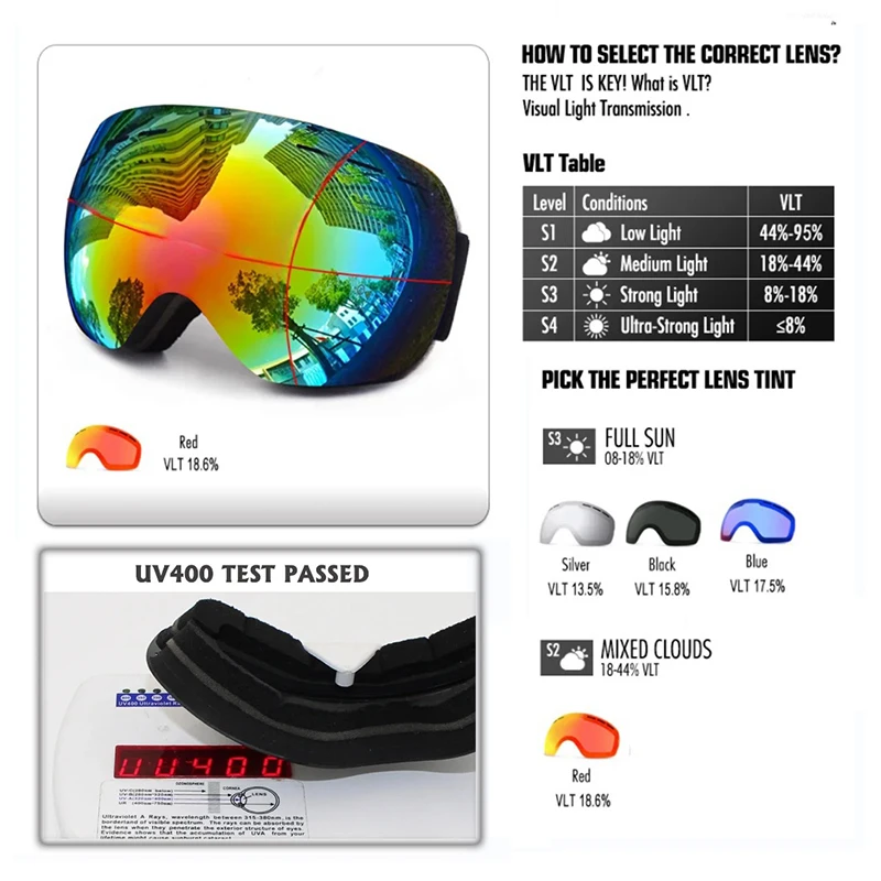 Очки унисекс для сноуборда — очки Велосипедное лыжное снаряжение Защитные очки для глаз Очки Blizzard Идеально подходят для занятий спортом в альпийских лыжах