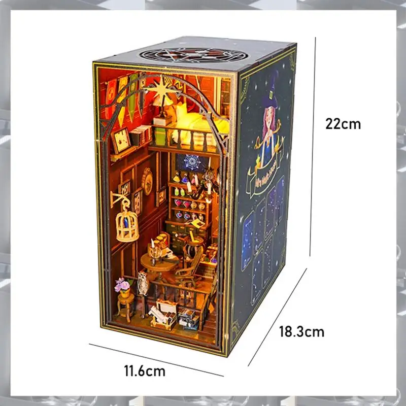 A84F-DIY ブックコーナーキット木造住宅 3D パズル組立モデル建設本棚インサート装飾