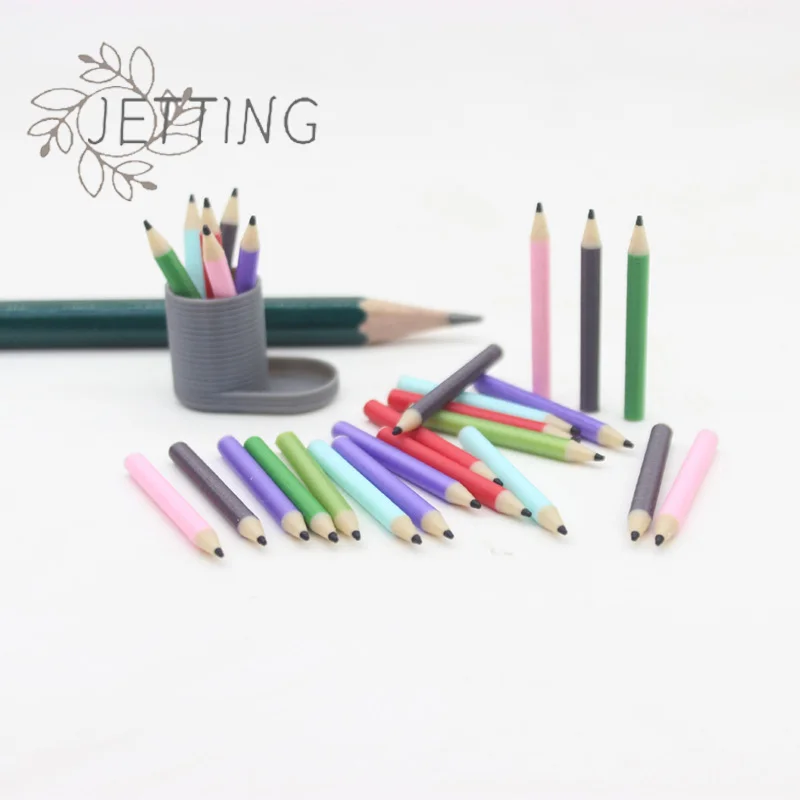 حار 1 مجموعة 1:12 دمية حامل قلم مصغر + 6 أقلام رصاص ملونة مجموعة دمية ديكور المنزل التظاهر اللعب دمية القرطاسية لعبة #6