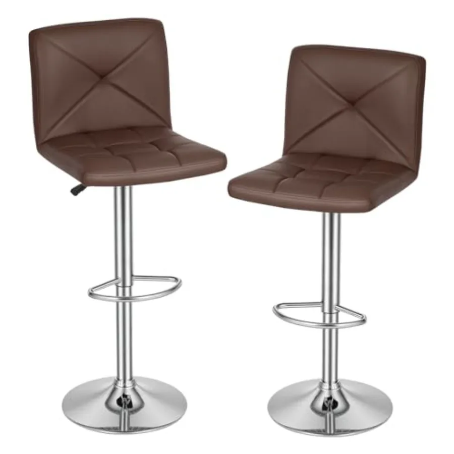 

Bar Stools Set of 2 PU Leather Swivel Bar Stools Kitchen Counter Height Bar Chairs with Hydraulic Adjustable for Kitchen Dining