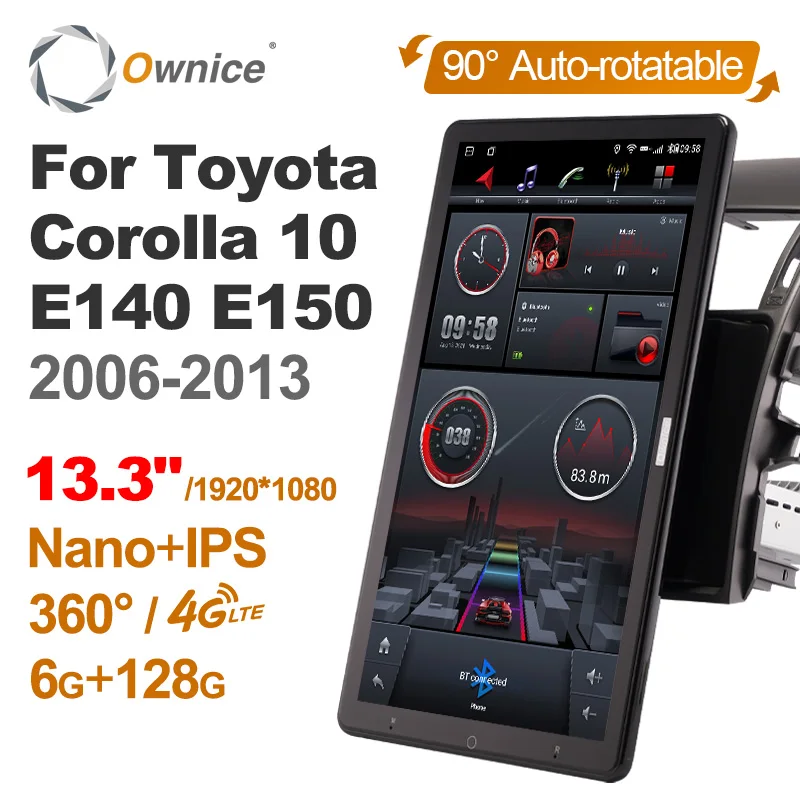 

TS10 Android 12.0 Ownice Car Radio Auto for Toyota Corolla 10 E140 E150 2006-2013 13.3" No DVD Support 4G LTE DSP 1920*1080