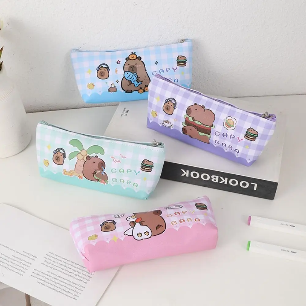 Capivara Cartoon Multifuncional Pen Bag, grande capacidade lápis caso, papelaria saco, presente