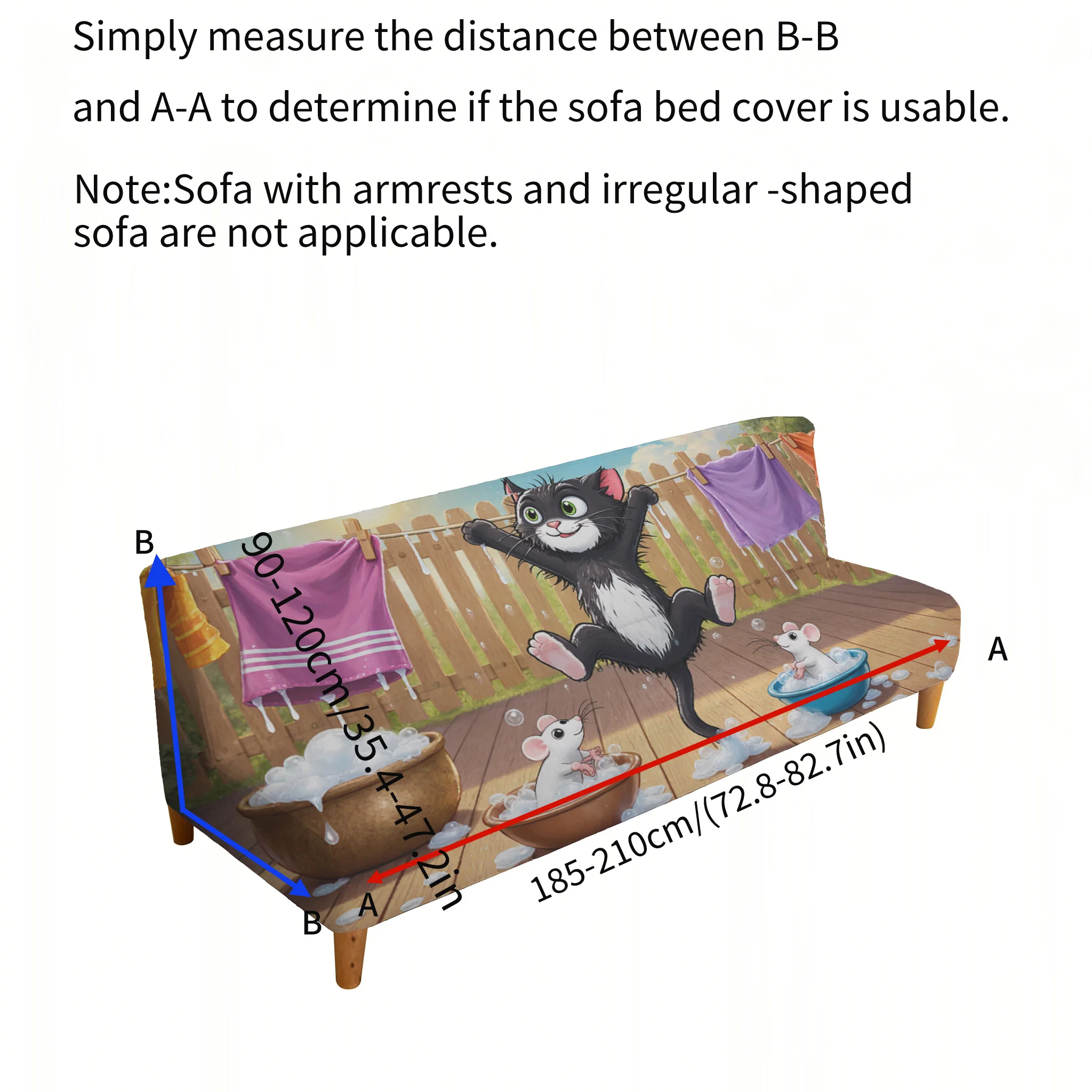 Armless elastic sofa bed cover, cute animal jungle beast pattern, dustproof machine washable sofa bed cover