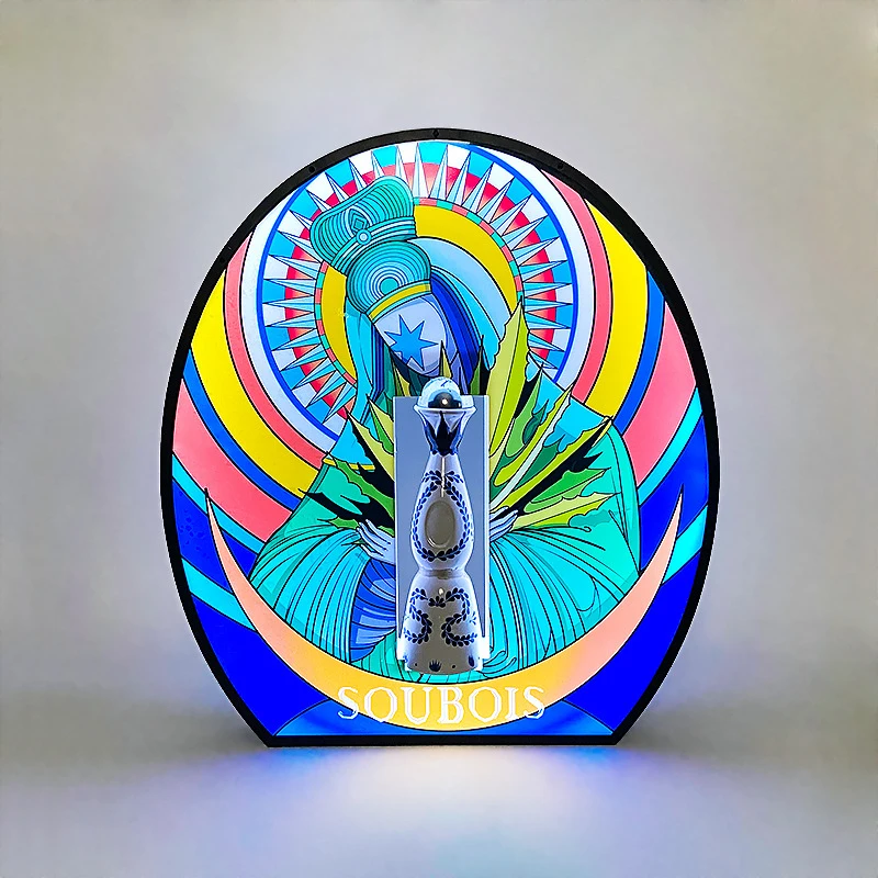 

Madonna Bohemian Wine Rack LED Colorful Luminous Wine Stand Acrylic Sign Holder Champagne Rack Bar KTV Barware