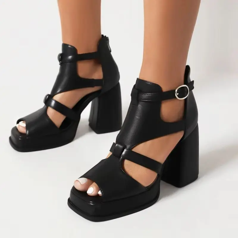 

Sexy Platform High Heels Women's Sandals Summer Shoes 2024 Peep Toe Cut-outs Black White Party Wedding Dance Shoes Ladies