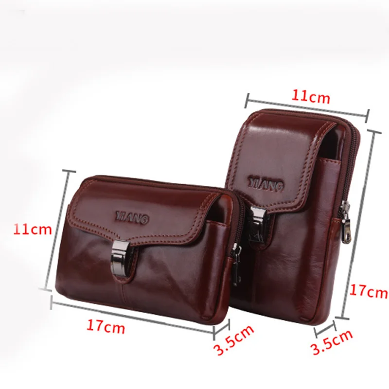 

Men Genuine Leather Waist Pack Cell/Mobile Phone Case Cover Cigarette Bag Pocket Purse Wallet Hook Fanny Belt Money