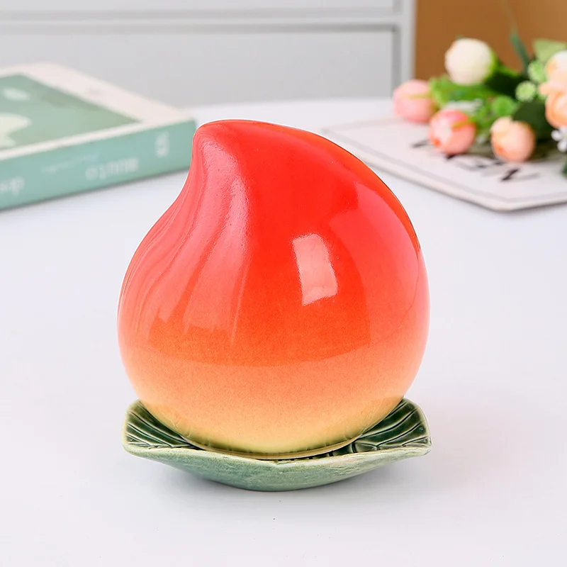 

Ceramic Longevity Peaches Jewelry Tea Pot Portable Mini Jewelry Sealed Pot Storage Pot Birthday Party Gift, Table Decoration