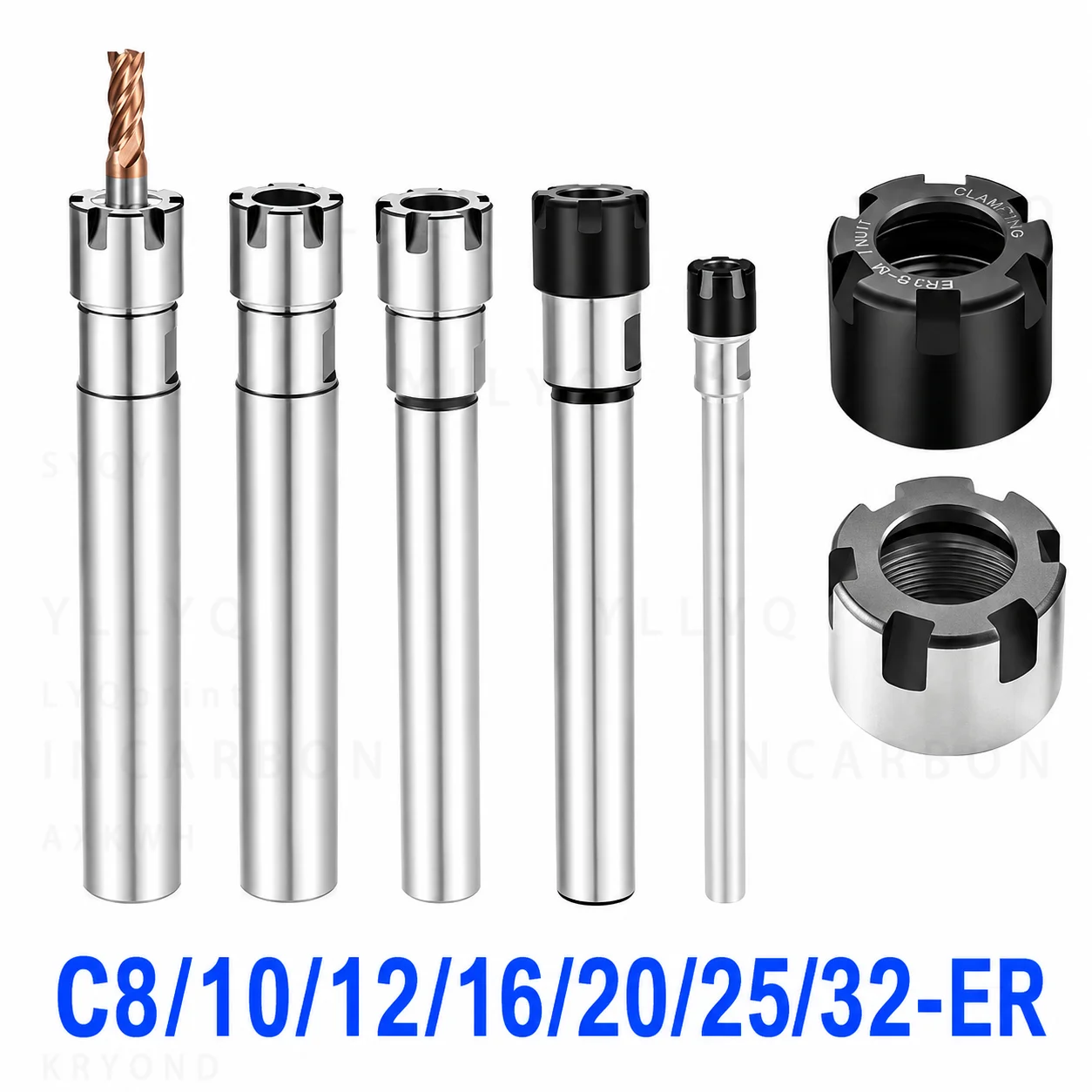 High Precision 0.003mm Straight Shank ER Extension Rod C6 C8 C10 C12 C16 ER8 ER11 ER16 ER20 Collet Chuck CNC Milling Tool Holder