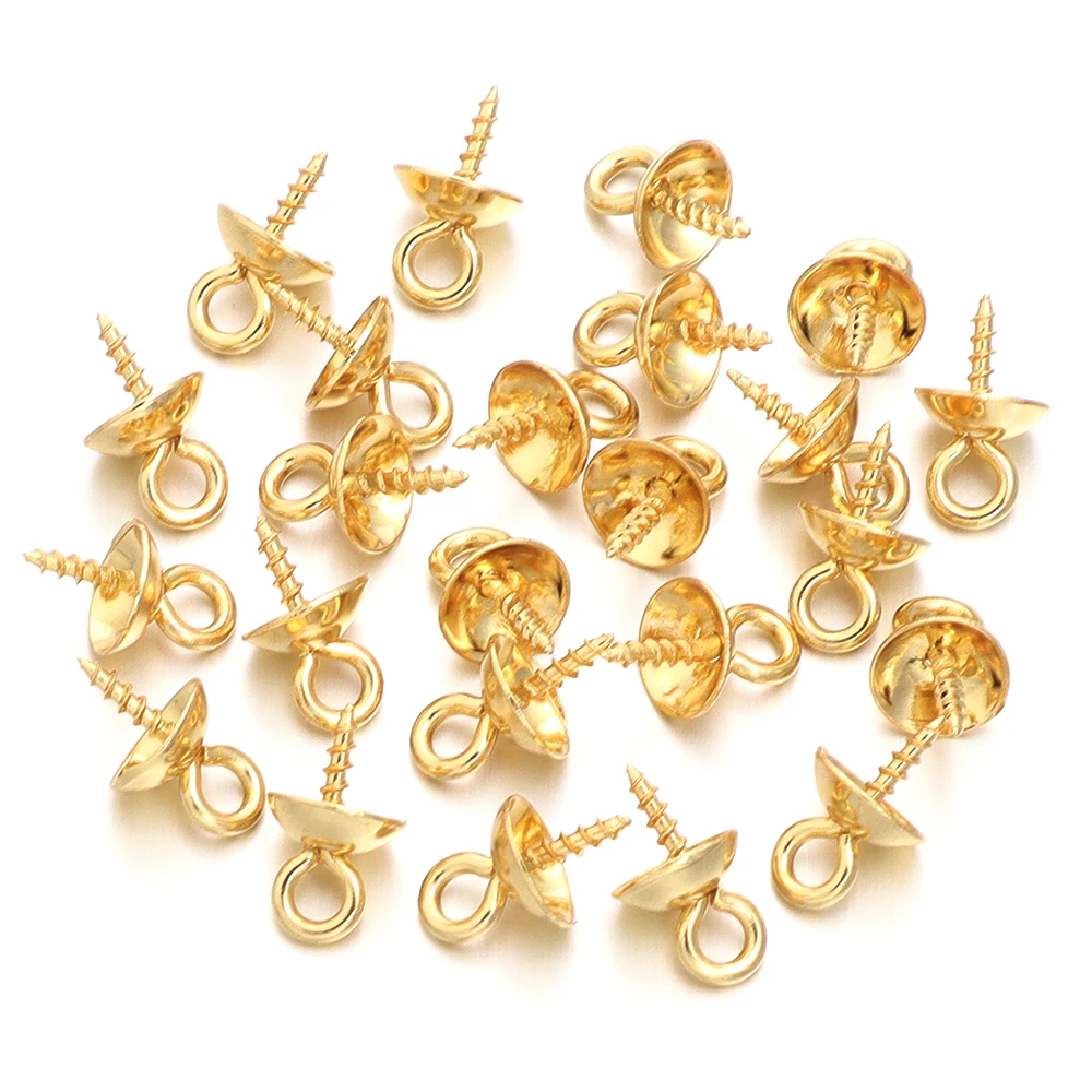 20 stks/partij Rvs Schroef Eye Pins Bail Top Geboord Kraal Eindkappen Hanger Connectors Voor DIY Sieraden Maken Accessoires