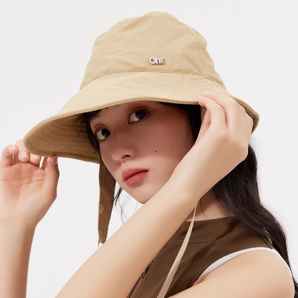 OhSunny Women Sun Visor Cap with Rope Adjustable Anti-UV UPF50+ Bucket Hat Paper Feeling Fabric Breathable Hats for Summer