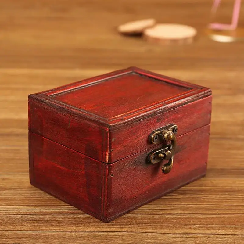 Mini Vintage Storage Box European Wooden Storage Box Creative Storage Box with Lock for Jewelry Notebook Postcards Cosmetics