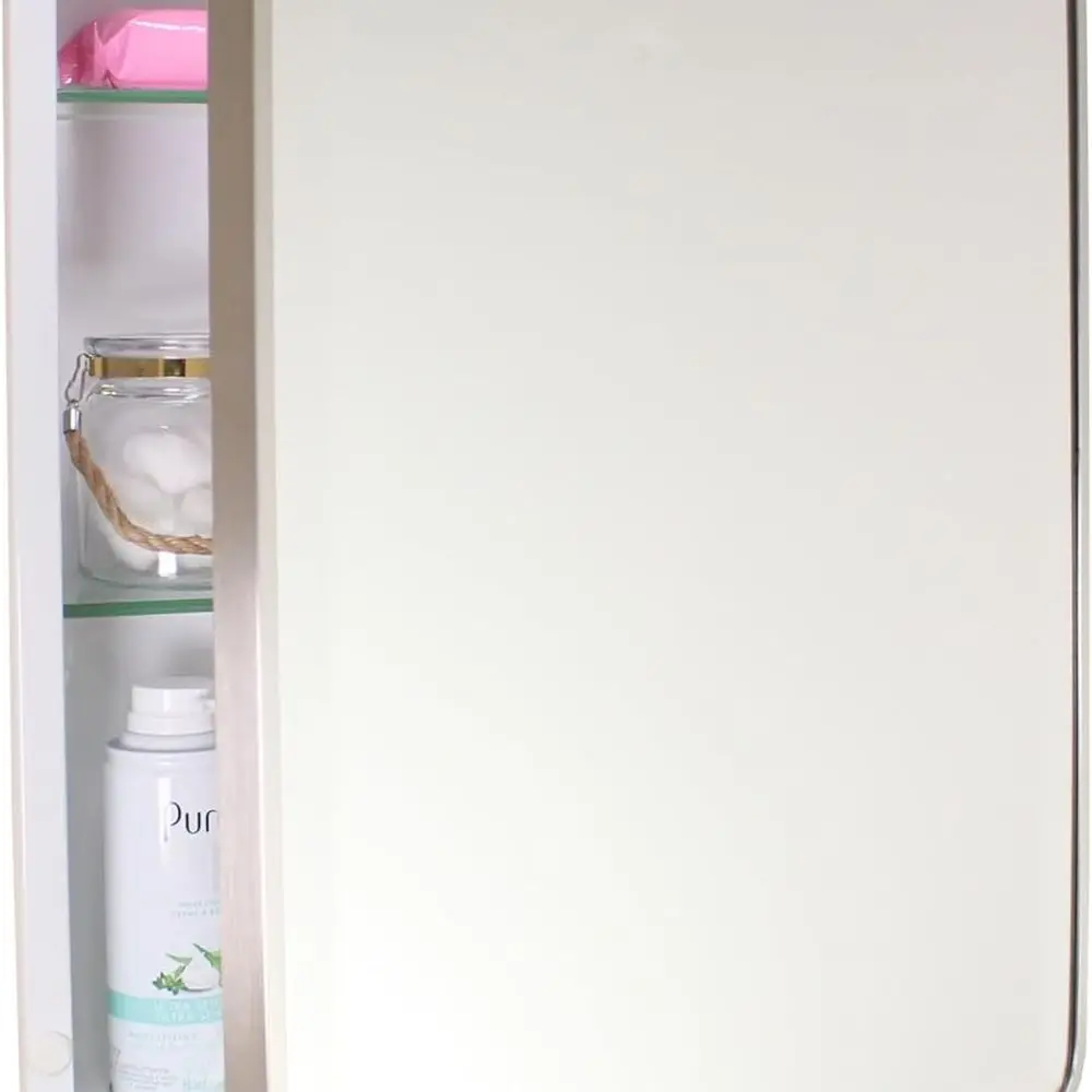 16x20 Austin Farmhouse Metal Framed Rounded Rectangle Recessed Bathroom Medicine Cabinet, Beveled Mirror, 14x18 in-Wall Opening,