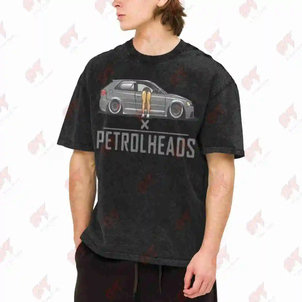 A3 8P Tuning Car Design Vintage Washed Tee Pure Cotton T-Shirt