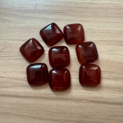 PANGEM- Wholesale 2pcs/lot Natural Red Agate 10mm 16mm 25mm Square Gemstone Cabochon Cushion Beads,Jewelry Ring Face
