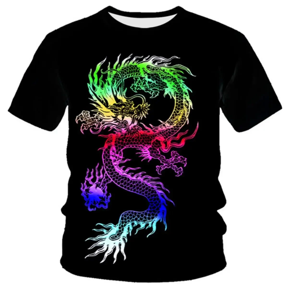 

New Dragon Totem Printed Summer Men's T-Shirt Short Sleeve Street Fashion Casual Loose O Collar Creative Harajuku Quality Top