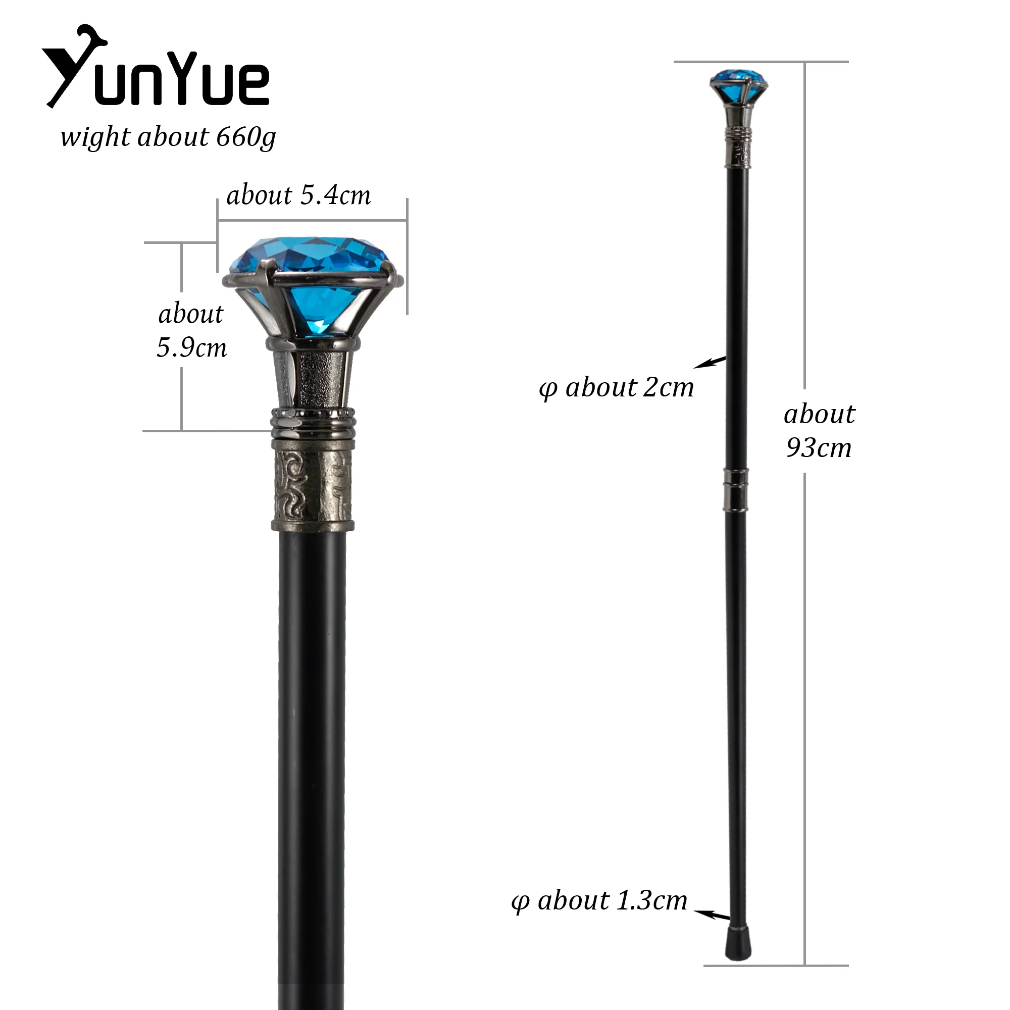 الشظية الأزرق الماس نوع عصا المشي شهم أنيقة أزياء الفن الزخرفية عصا للمشي سيدة خمر حزب تأثيري الصولجان #2