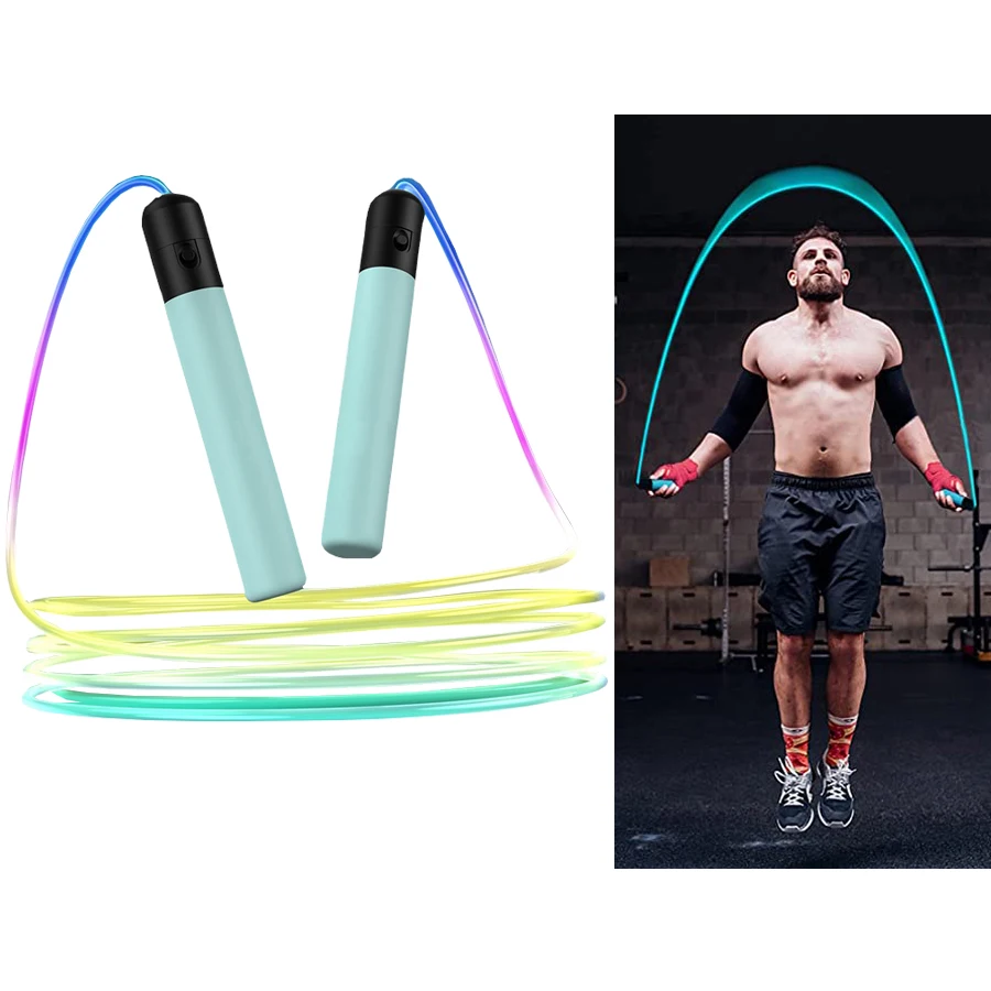 7 Colors in One Glowing LED Rainbow Jumping Rope for Kids and Adult Light Up Exercise Luminous Adjustable Skipping Ropes