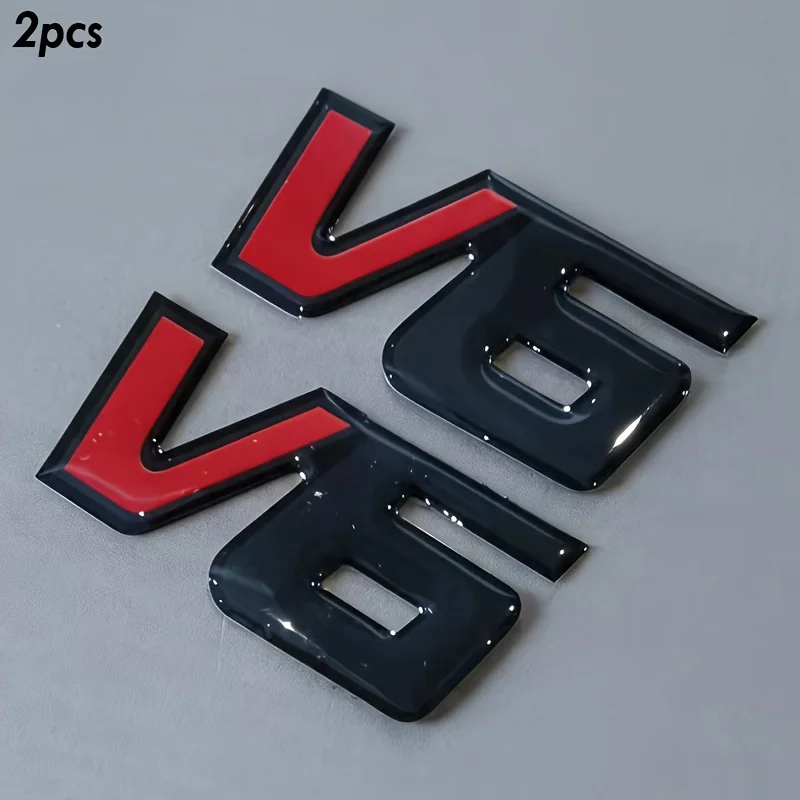2pcs V6 3D Emblem Sticker Badge  V6 Decals Car Replacement Decoration for Universal
