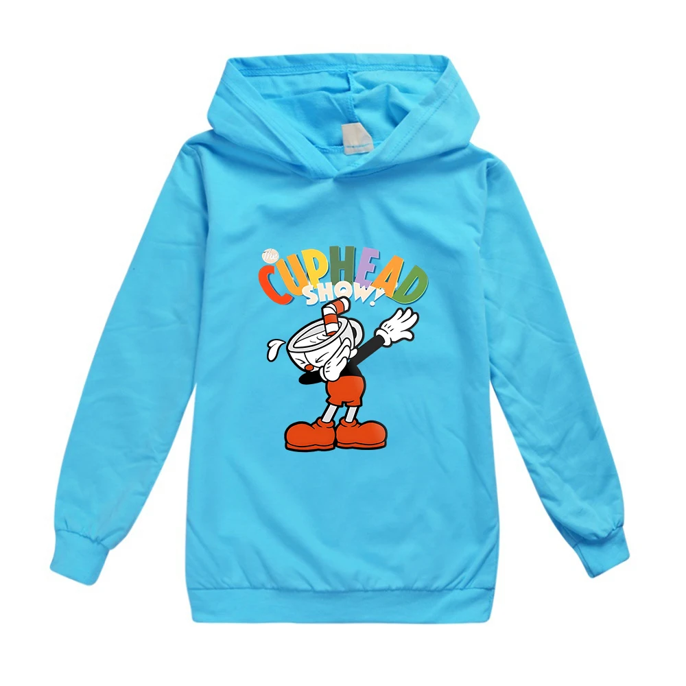 Kids Kawaii Cuphead Print Hoodies Children Clothing Baby Boys/Girls Clothes Long Sleeve Autumn Streetwears 100% Cotton 2-15Y