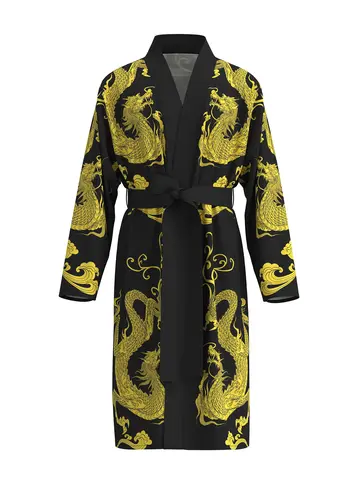 Men's Robes 2025 New Spring and Autumn Sleeping Robe Red Dragon Totem Home Bathrobe Casual Long Sleeve Pajama Nightie for Men