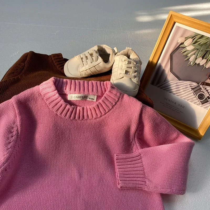 Herbst Kinder Pullover Kinder Strick tragen Kinder Strick pullover Tops Winter Baby Mädchen Jungen Kleidung Baumwolle Langarm Strickwaren