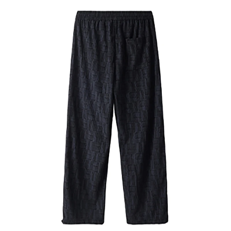 Pantaloni da uomo in seta di ghiaccio scozzese a scacchiera Pantaloni casual dritti larghi Pantaloni drappeggiati Pantaloni con aria condizionata ad asciugatura rapida