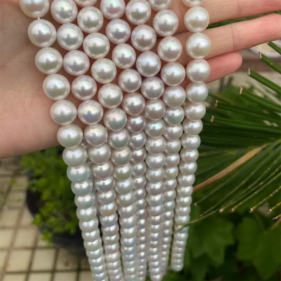 

2A 3A Natural Freshwater Edison Pearl Strand High Quality Beads Near Round Shape Punch White Pearl Beads Make Jewelry DIY