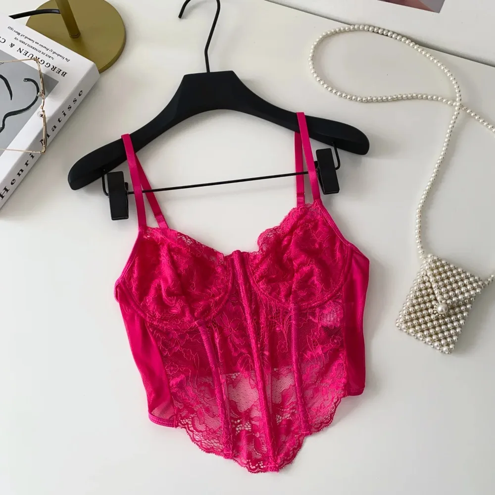 

Сексуальный тонкий корсет с кружевом, шикарная корейская майка с рыбьей косточкой, базовая модная летняя женская одежда с открытыми плечами