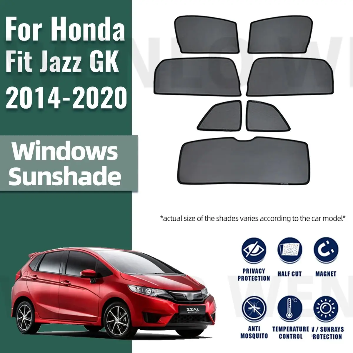 

For Honda Jazz GK Fit 2014-2020 Rear Side Window Sun Shade Visor Car Sunshade Accessories Front Windshield Mesh Vehicle Curtain