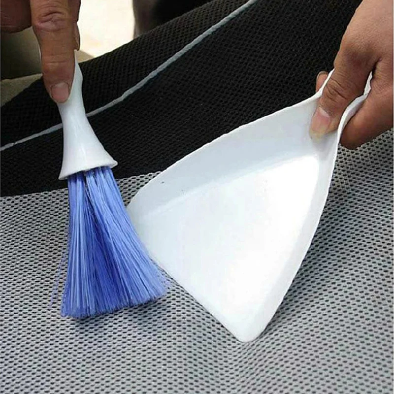 Dust Pan and Brush Set Mini Auto Car Cleaning Brush Broom with Dustpan for Dashboard Outlet Vent, Countertop, Keyboard, Office