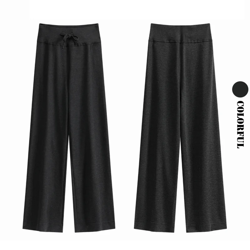 DRUR Women's Yoga Wide Leg Pants with Pockets and Casual Loose Thick Gym Jogging Trouser Women Sweatpants Lounge Pajama Pants